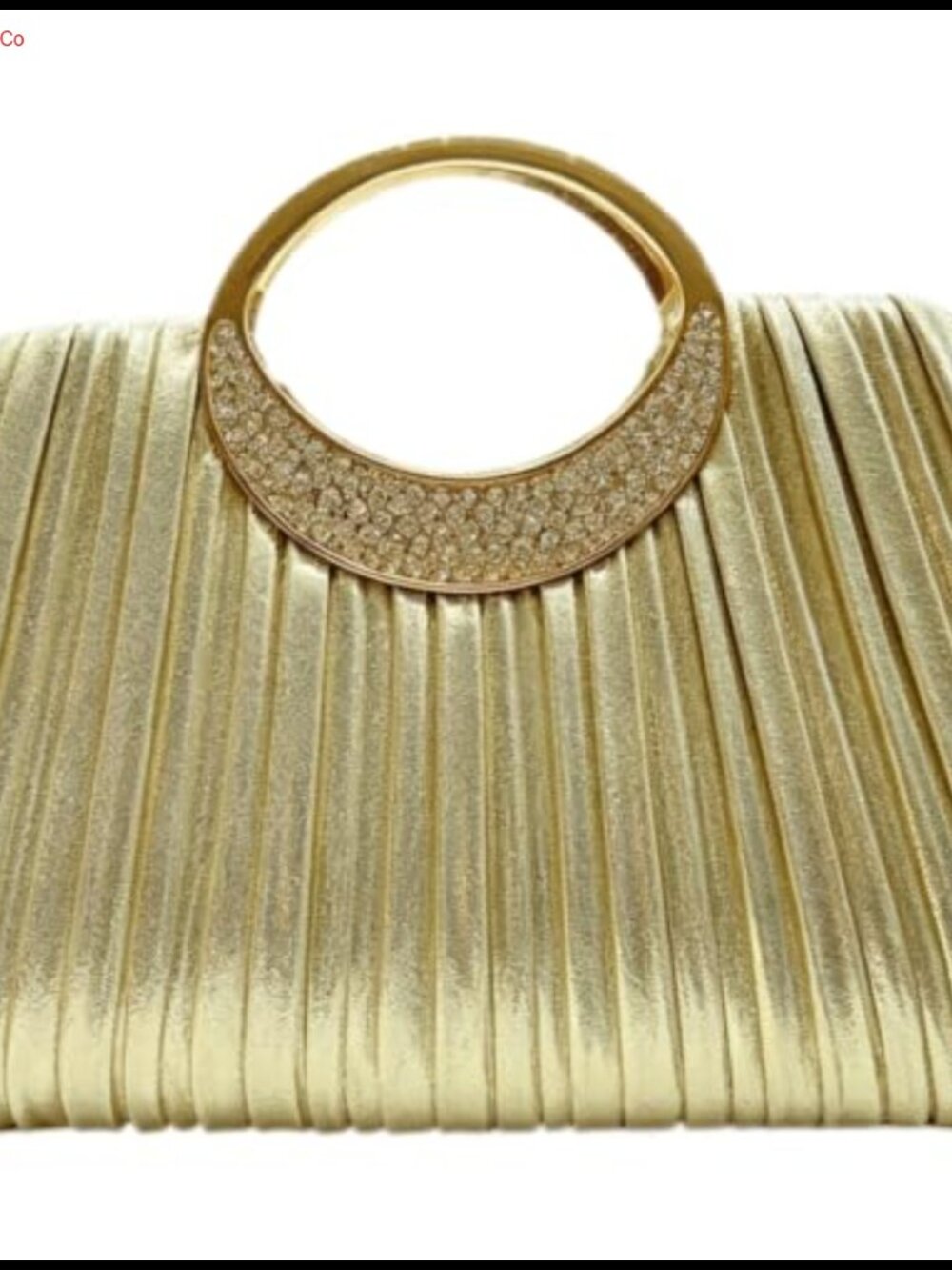Pleated Clutch Purse Ruched Evening Bag Metallic Ring Handle